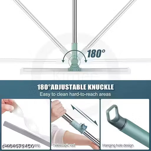 Heavy Duty Magic Broom Silicone Floor Wiper–Premium Floor Squeegee with Stainless Steel Extendable Handle
